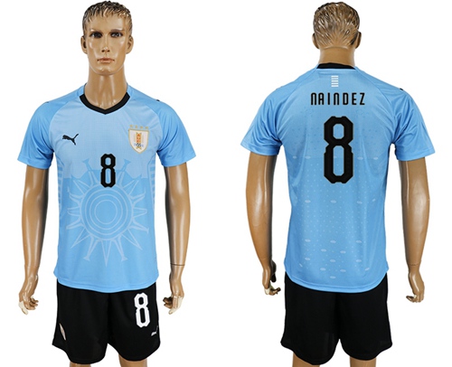 Uruguay #8 Naindez Home Soccer Country Jersey
